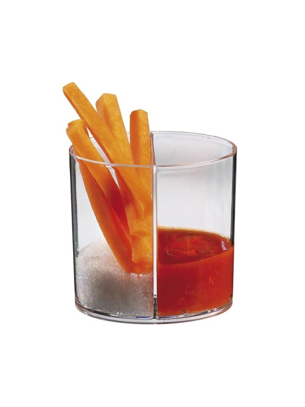 Vaso Elipse 2 Comparti. Transparente 65X45X64 mm. 125 ml. (40 u.)