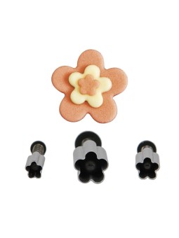 Set 3 Cortantes Flor 5 Pétalos con Expulsor