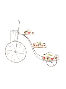 Soporte Pastel Bicicleta 3 Pisos Plata
